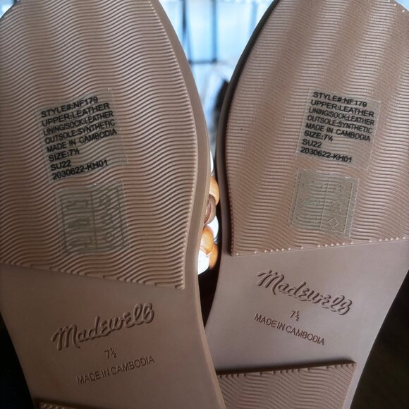 Madewell | Tan Orange The Suzi Puffy Woven Leather Neutral Sandals, Sz 7.5 - Picture 6 of 11